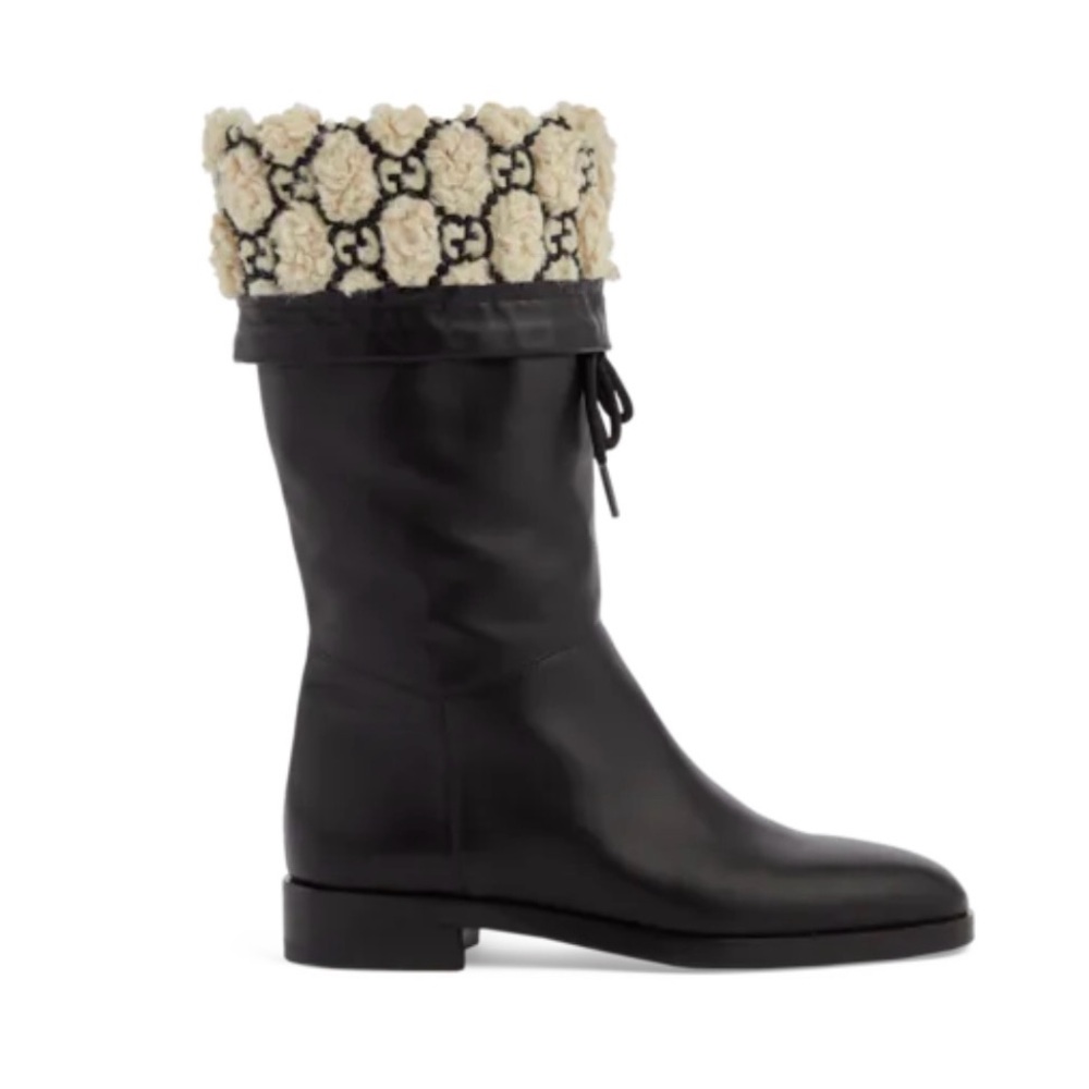 Gucci GG shearling effect knee-high boot
